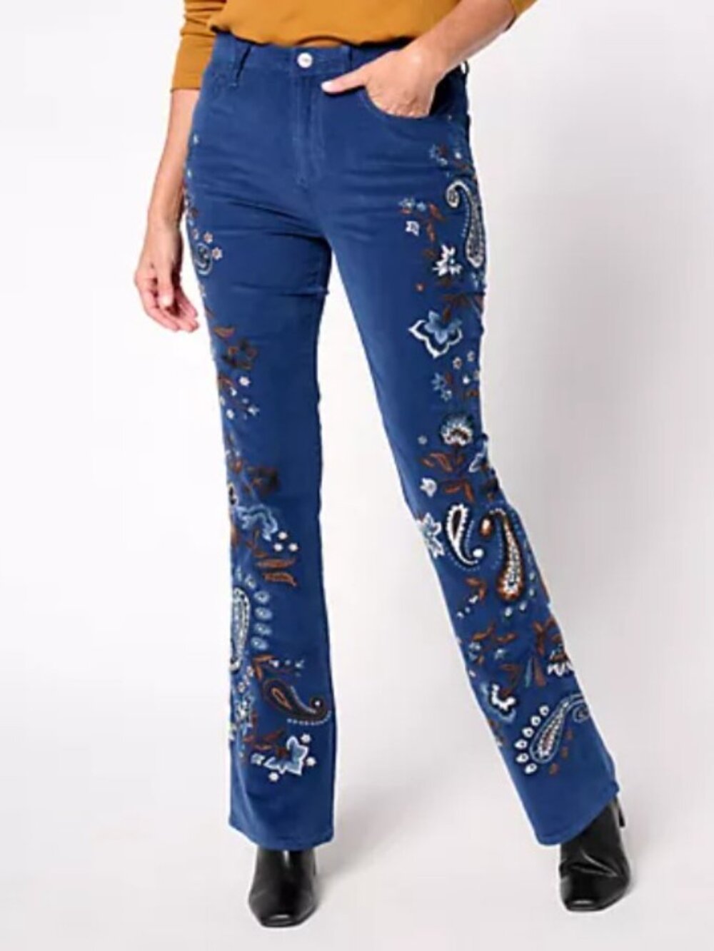 NWT Driftwood Wyatt Corduroy Bootcut Embroidered Pants Moody Paisley Sz 22